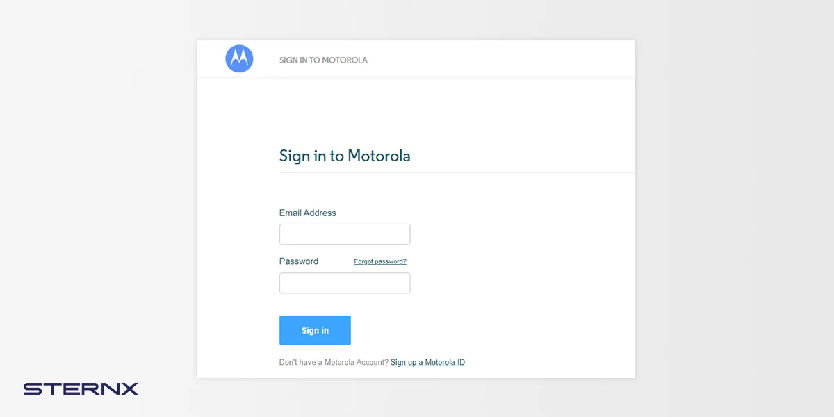 شاشة تسجيل الدخول لحساب هاتف Motorola