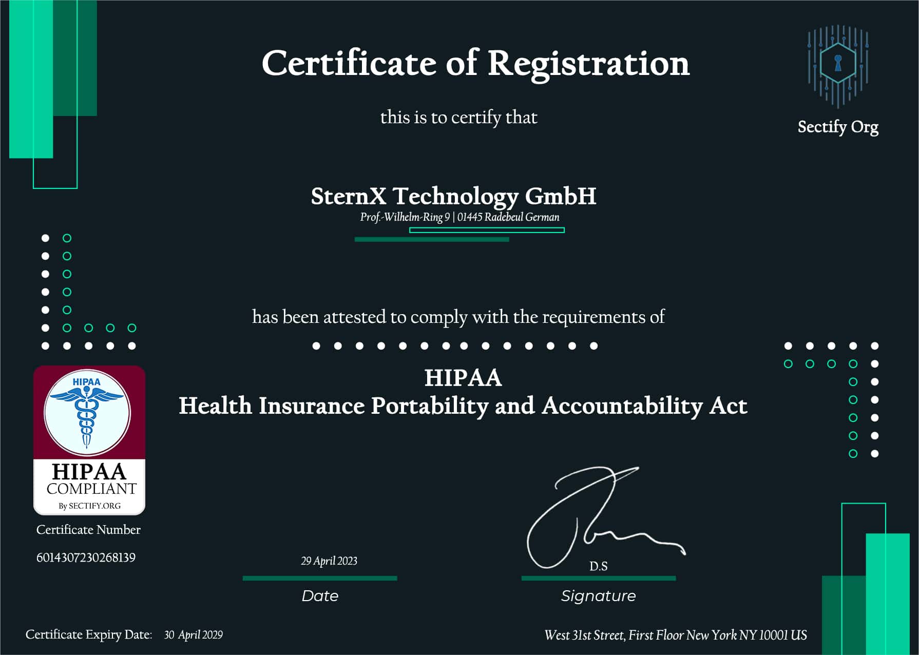 SternX Technology achieves HIPAA Compliance Certification